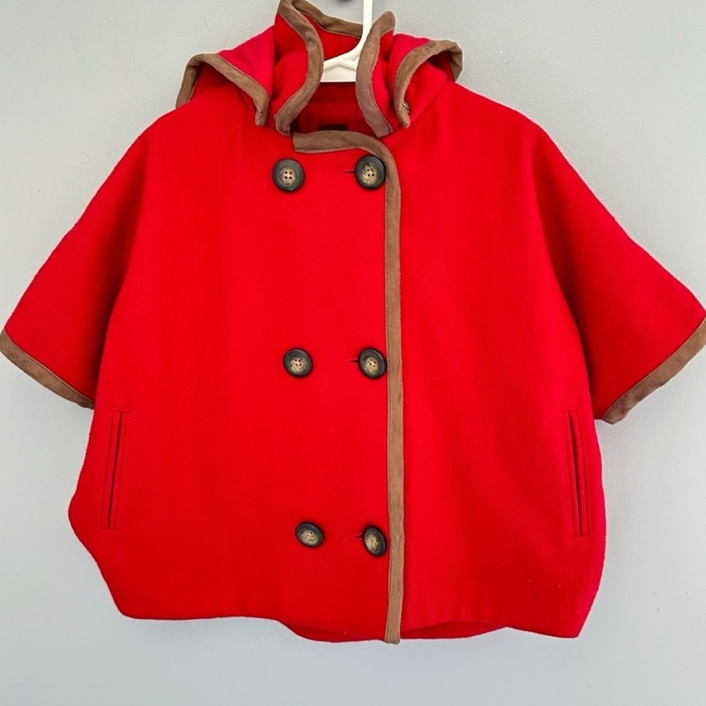 Tea Collection Little Red’s Wool Blend Hooded Cape Jacket Size 3T